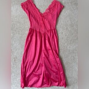 VINTAGE CINEMA ETOILLE PINK SHEER LACE NYLON NIGHTGOWN LARGE